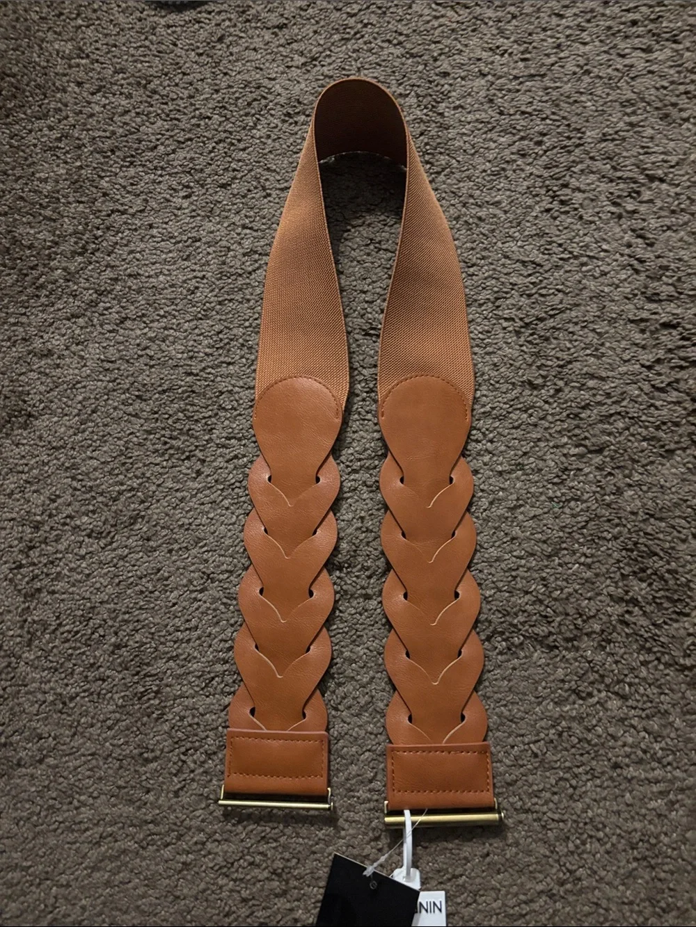 Nine West Tan Braided Stretch Belt